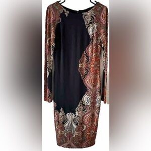 Elegant Black and Red Paisley Dress